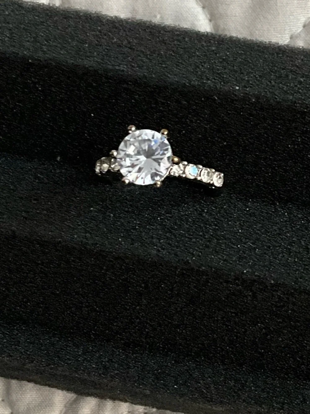Sterling Silver Cubic Zirconia Solitaire Ring Size 9